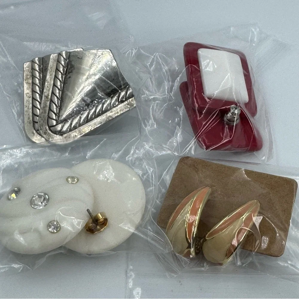 Earring Lot Mixed Styles For Pierced Ears Vintage to Modern Silver Gold Tone